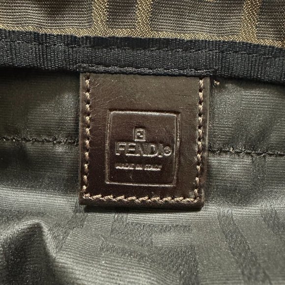 Fendi Foldable Mini Tote Bag Brown Zucca FF Nylon Leather Trimmed - Picture 7 of 8